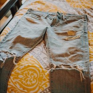 AG cropped boyfriend jeans.